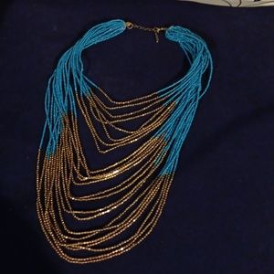BOHO Teal and Gold Necklace